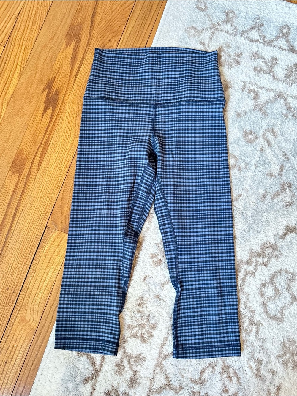 Lululemon Set Two Piece Align Tank Top Leggings 17” Glow Grid Washed Denim Multi - Picture 5 of 7
